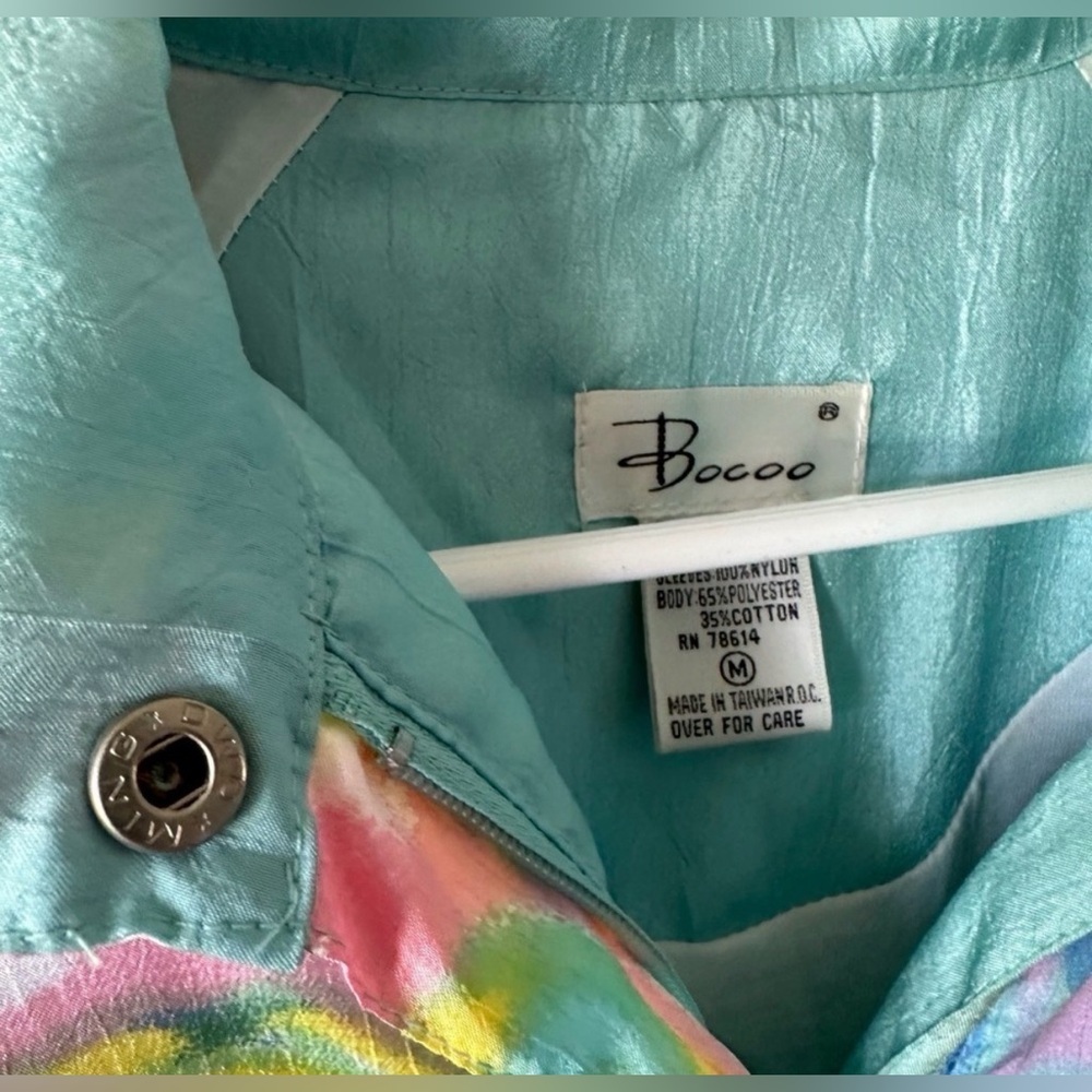 Vintage Pastel Psychedelic Windbreaker 90s Y2K Swirl Jacket Medium unisex Bocoo - Picture 14 of 15